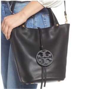 Tory Burch Large Miller Bucket Bag in Black